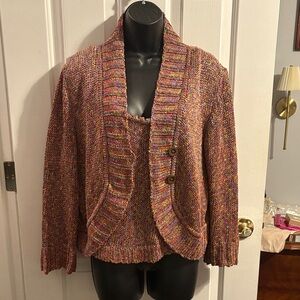 St John Knits Multicolor Knit Women's Top with matching cardigan